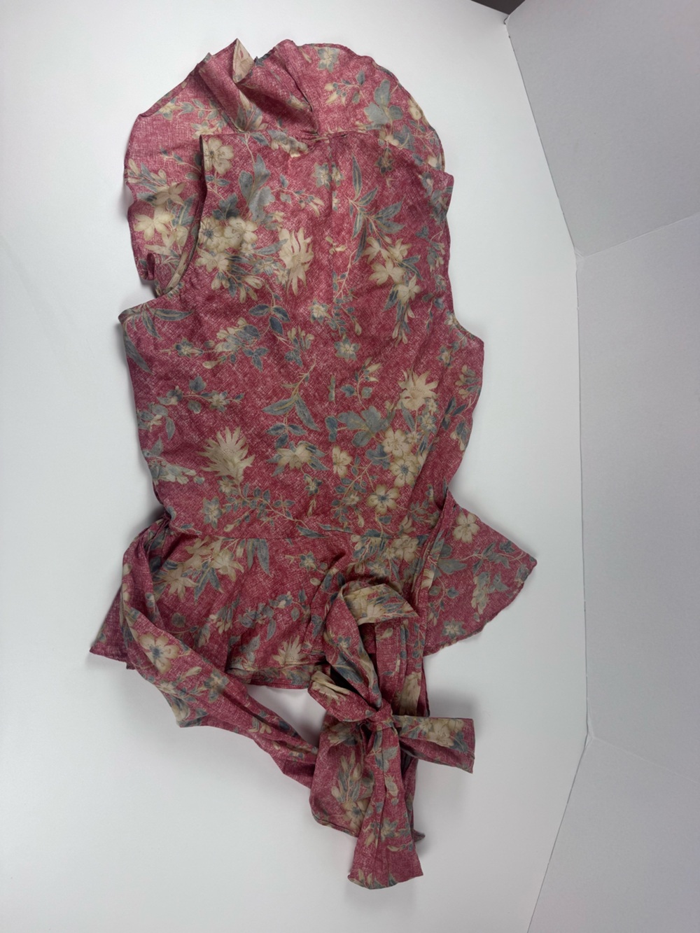 Vintage Lauren Ralph Lauren Floral Ruffle Wrap Tie Blouse XS - Picture 8 of 10